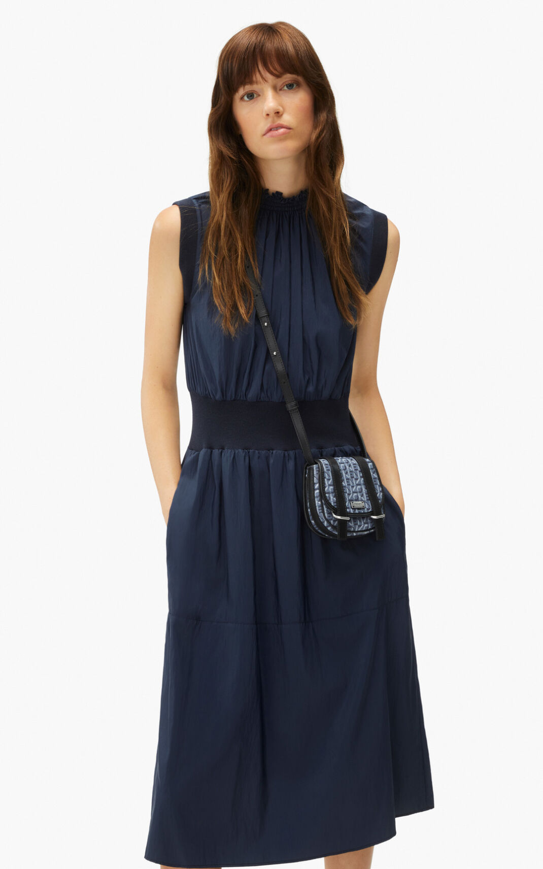 Kenzo Fitted Dress Blue Black For Womens 4590DHXNW